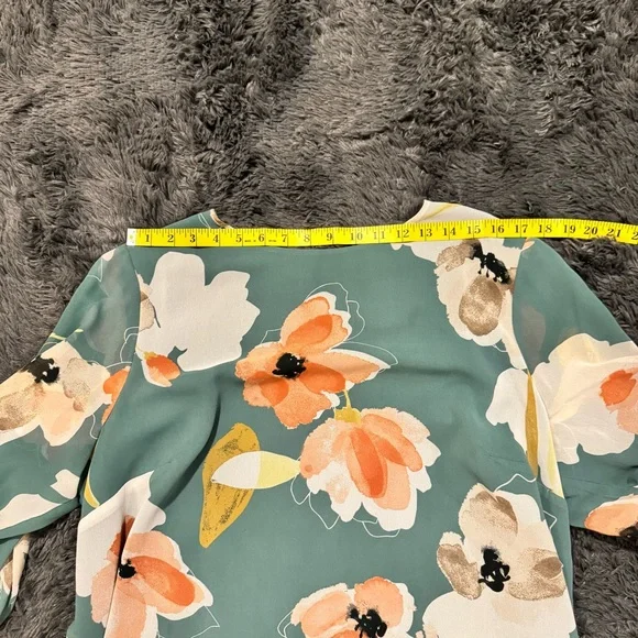 Ava & Viv Floral Midi Dress - Teal and Orange - Picture 4 of 10